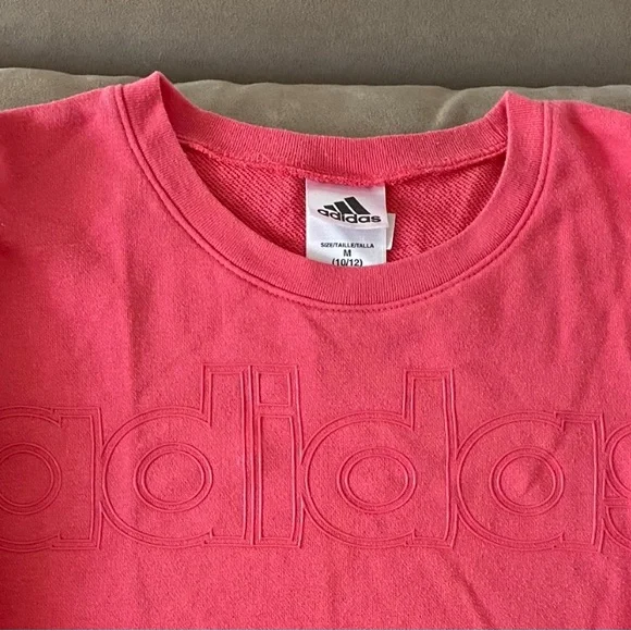 Girls Kids Pink Adidas Pullover - Picture 3 of 4